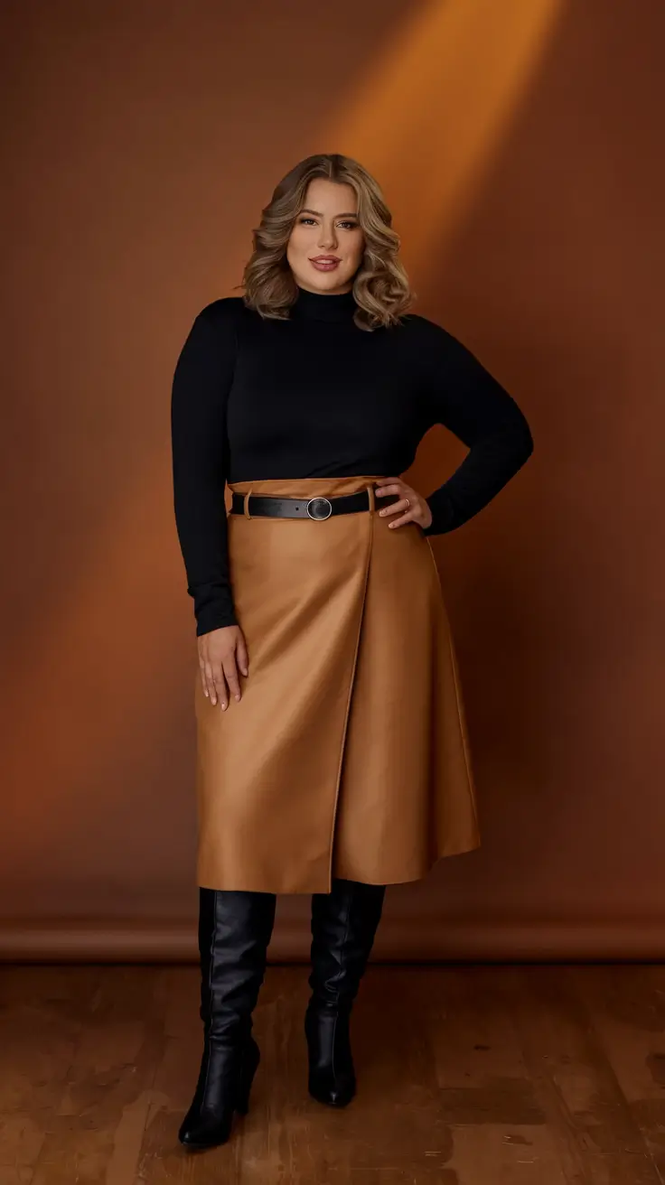 plus size fall fashion ideas 2025 Chocolate & Caramel Classic