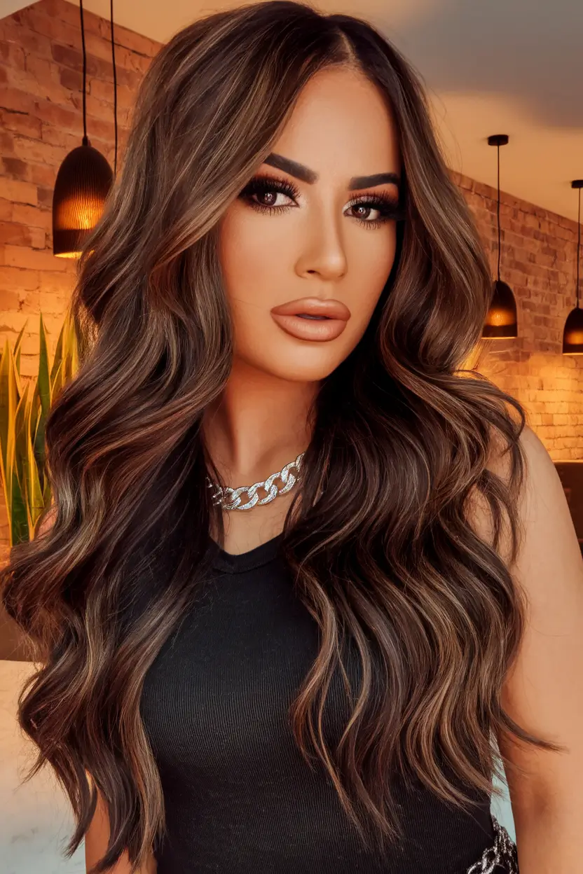 september hair color ideas - fall trends for 2025 Dimensional Brunette with Soft Ash Highlights