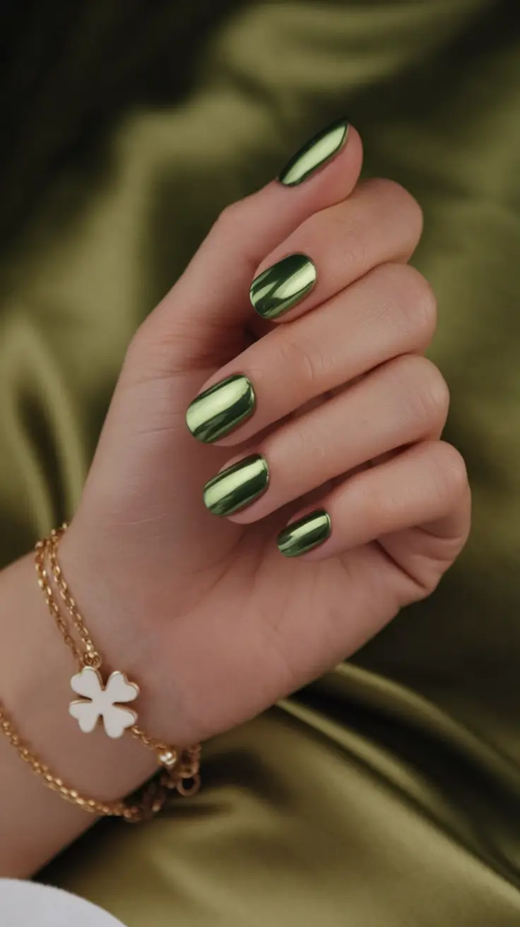 september nails color fall Metallic Olive Shine That Screams Fall Fashion