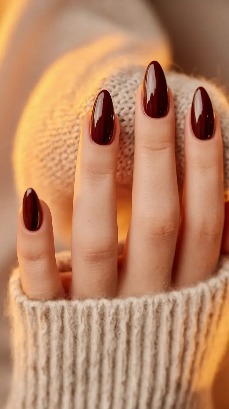 september nails color fall Cherry Mocha Stiletto That Captures the Sunset
