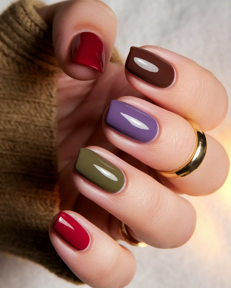 september nails color fall gel Muted Rainbow for the Ultimate Fall Palette