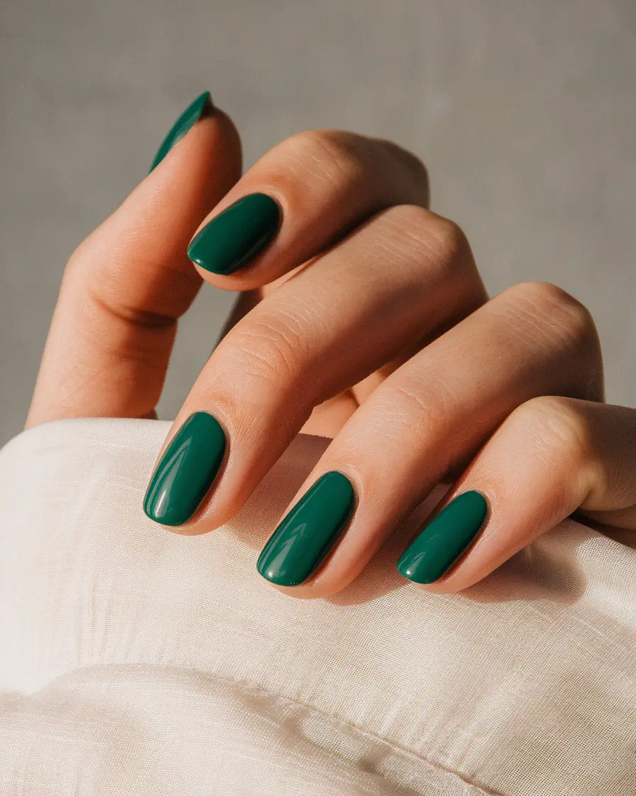 september nails color fall gel short Classic Hunter Green for Elegant Minimalism