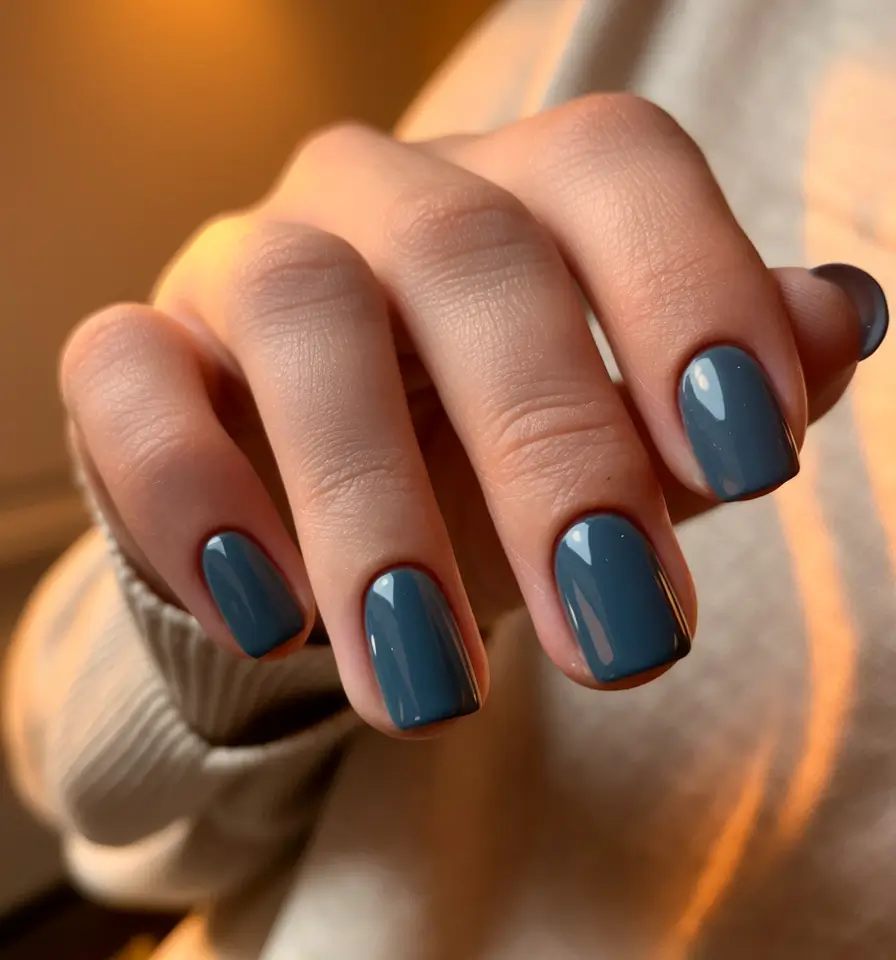 september nails color fall dip short Stormy Teal That Echoes September Skies
