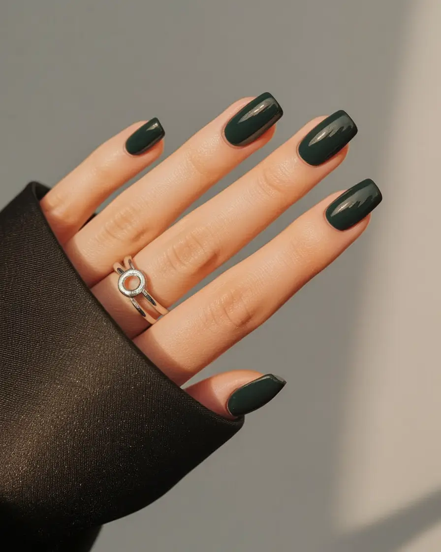 September nails design - fall trends for 2025 Dark Green Class Act in Short Square
