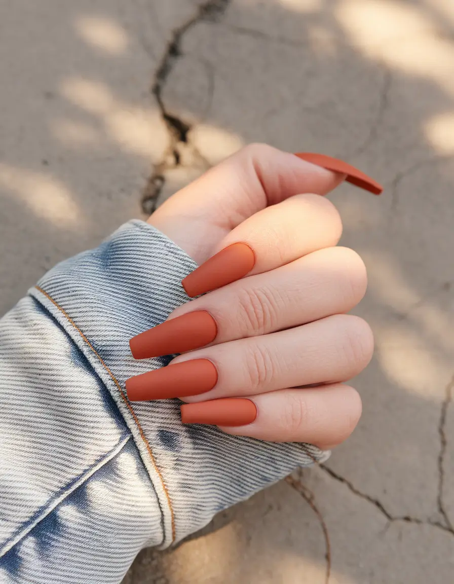 September nails design – fall trends for 2025 Terracotta Dream
