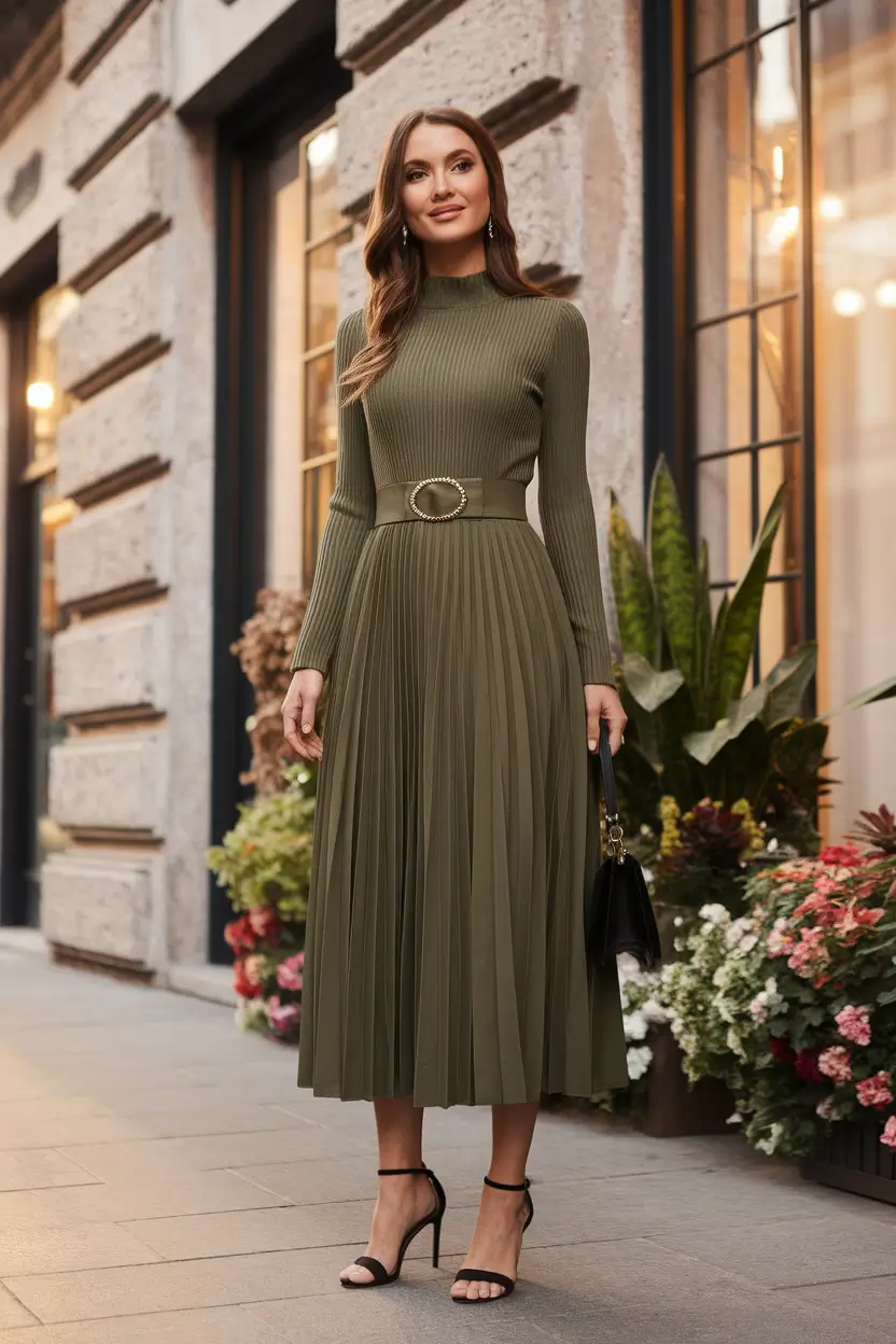 september outfits ideas 2025 Olive Elegance for Transitional Evenings