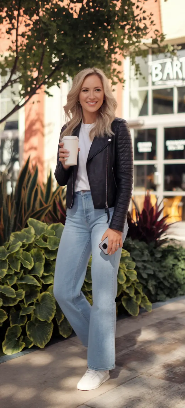 september outfits ideas 2025 Easy Denim and Leather for Transitional Days