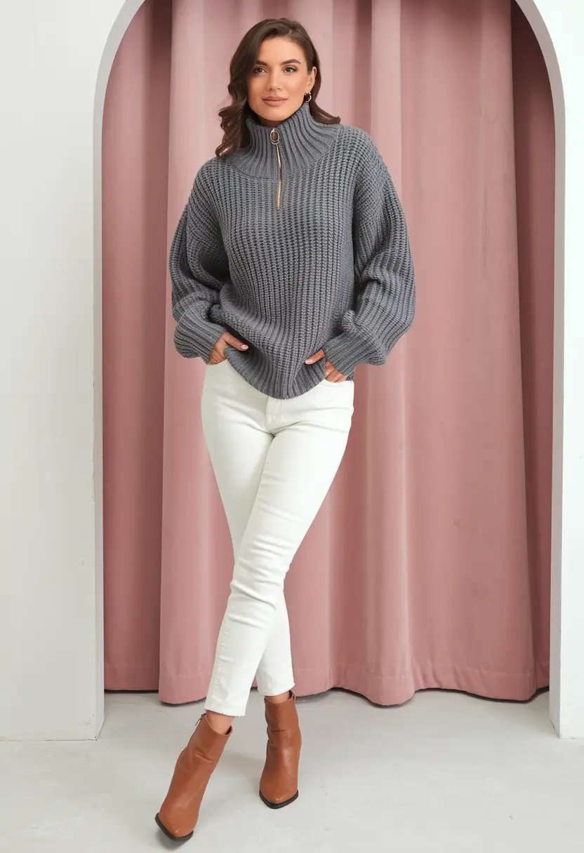 simple casual fall outfits ideas 2025 Effortless Knit & Winter White