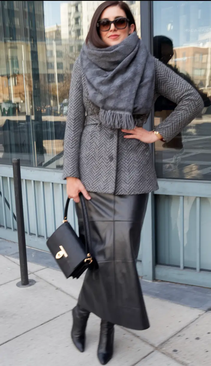 simple casual fall outfits ideas 2025 Herringbone & Leather City Stroll
