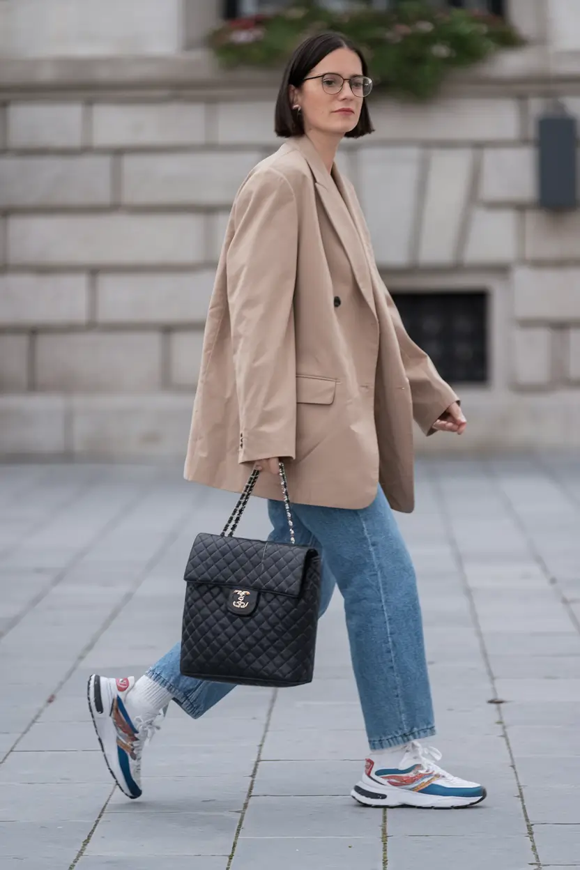 simple casual fall outfits ideas 2025 Dad Blazer Meets Cool Kicks