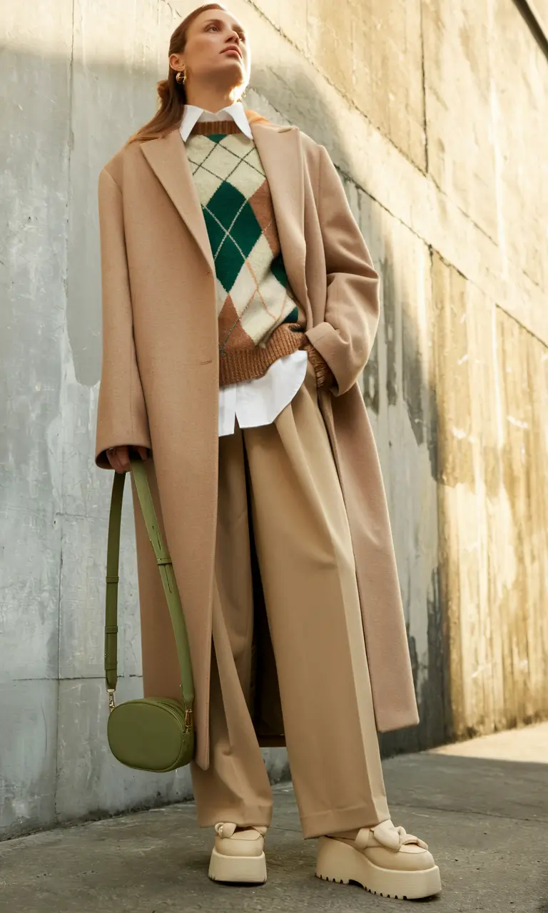 simple casual fall outfits ideas 2025 Layered Beige with a Twist