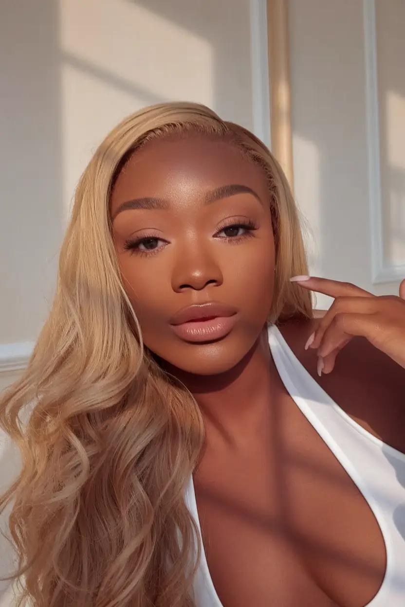 blonde hair color ideas for fall winter black women Buttery Champagne Curls