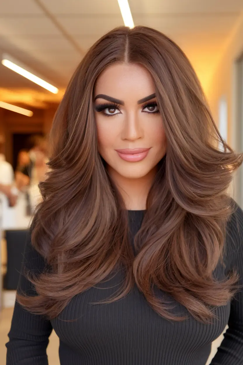 Trending Fall 2025 Hair Colors for Deeper Skin Milk Chocolate Layers with Glossy Depth