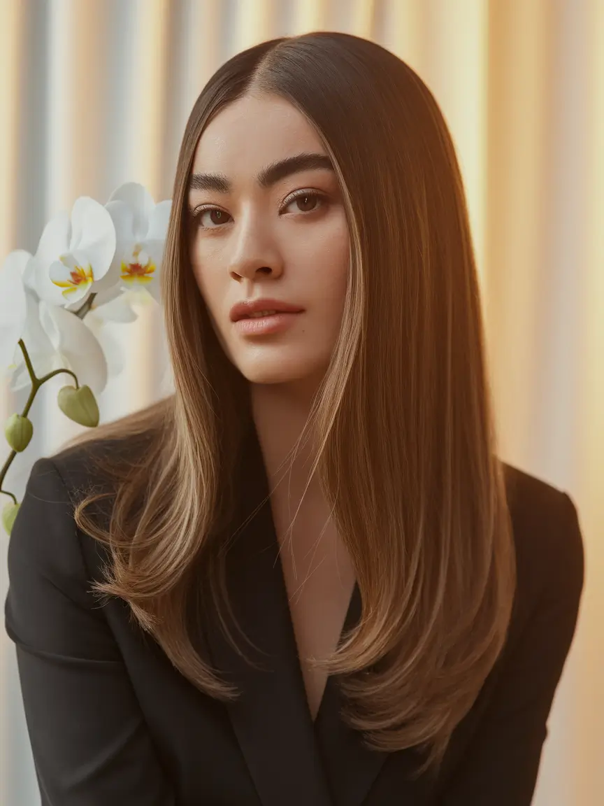 Trending Fall 2025 Hair Colors for Deeper Skin Caramel Icing with a Sleek Flip