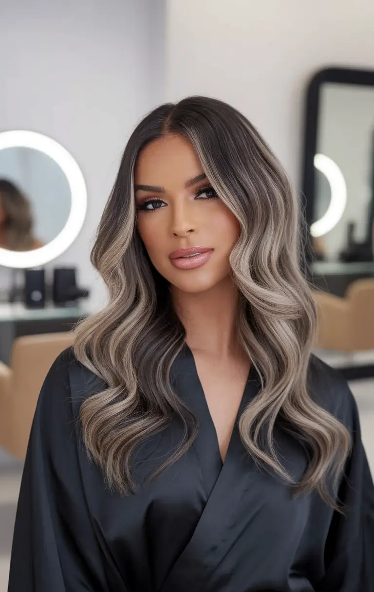 Trending Fall 2025 Hair Colors for Deeper Skin Mocha Frost Waves with Bold Contrast