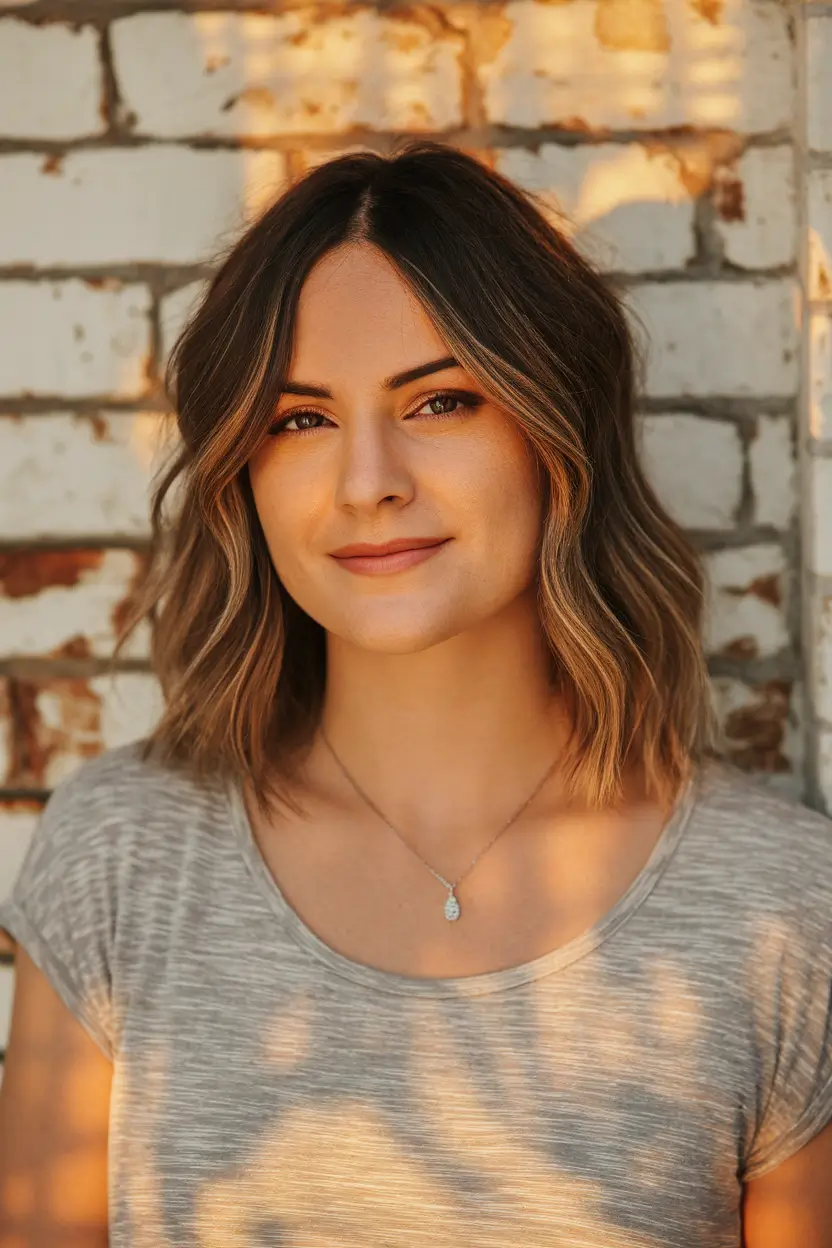 Trending Fall Haircuts for Round Face in 2025 Soft, Natural Waves with Middle Part