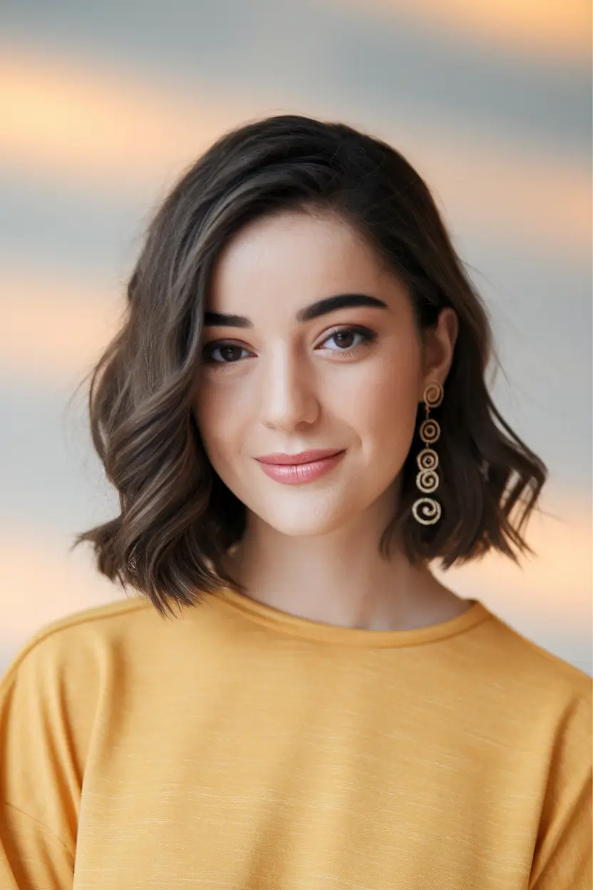 Trending Fall Haircuts for Round Face in 2025 Textured Lob with Subtle Highlights
