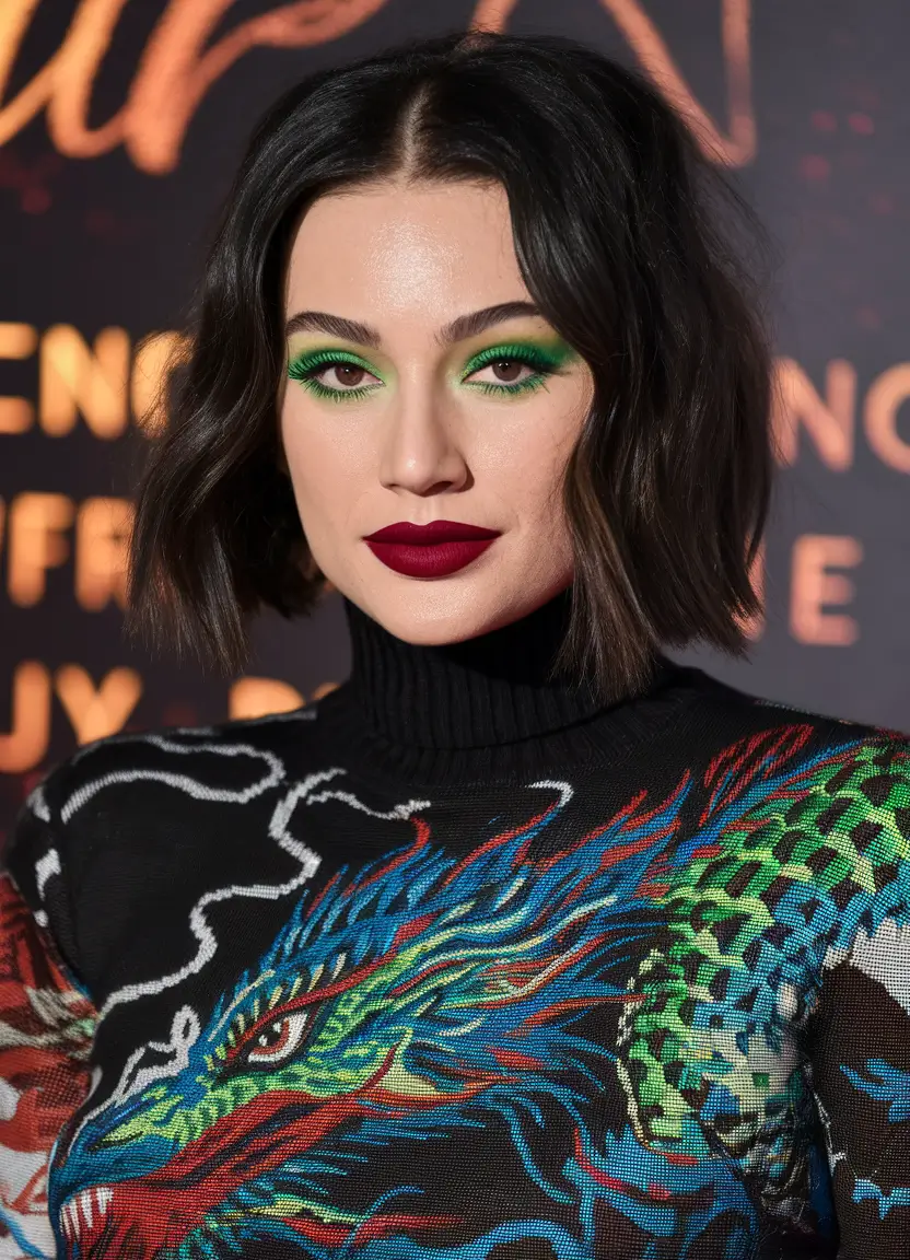 Trending Fall Haircuts for Round Face in 2025 Shiny Curly Bob with Fringed Bangs