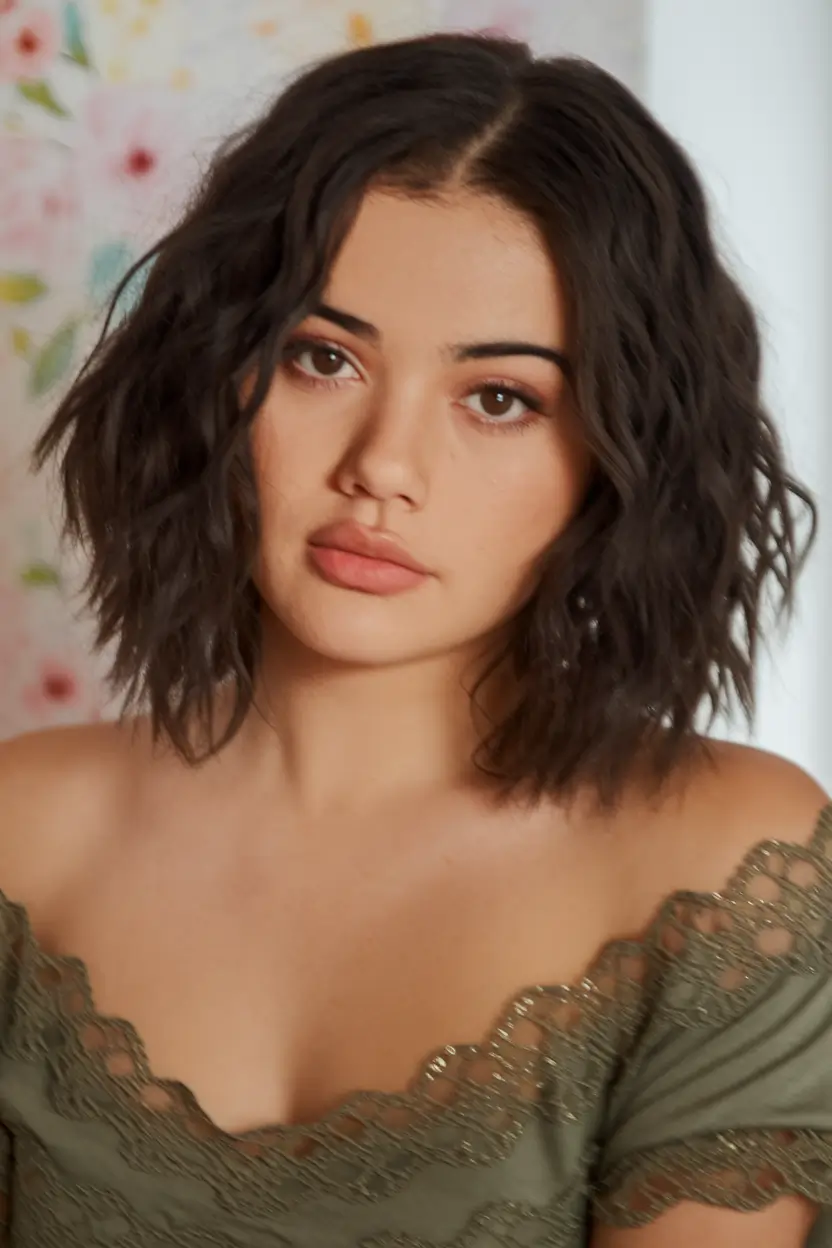 Trending Fall Haircuts for Round Face in 2025 Modern Bob with a Deep Side Part
