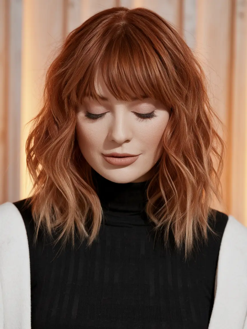 Trending Fall Haircuts for Round Face in 2025 Lob with Soft Waves