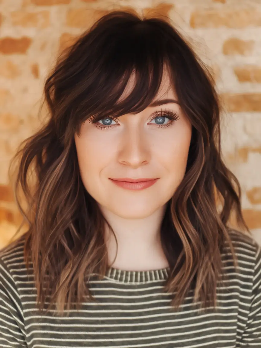 Trending Fall Haircuts for Round Face in 2025 Textured Lob with Subtle Highlights