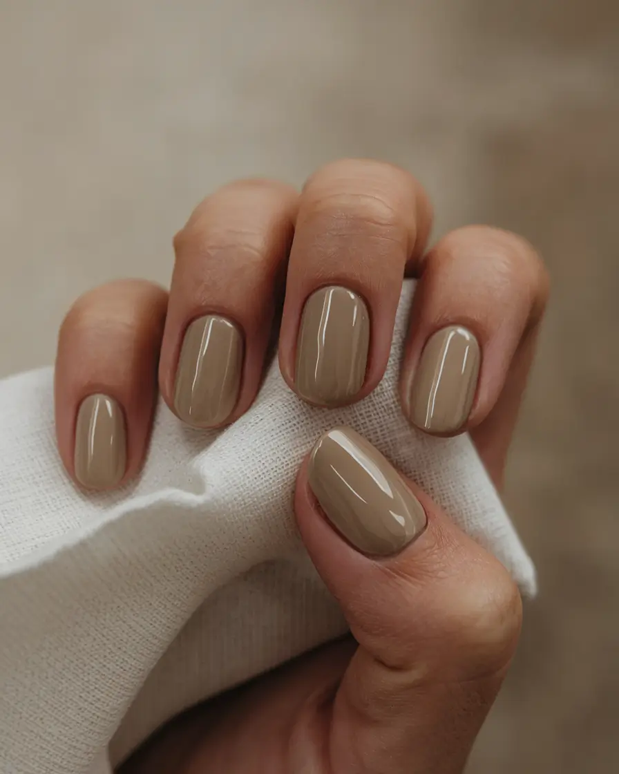 Trendy Early Fall Nails Ideas 2025 Creamy Taupe Simplicity