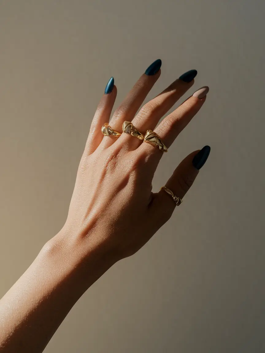 Trendy Early Fall Nails Ideas 2025 Velvety Teal Minimalism
