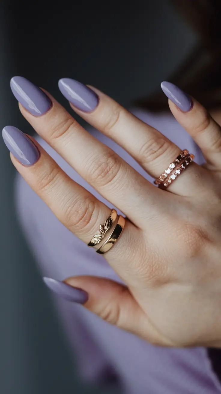 Trendy Early Fall Nails Ideas 2025 Mauve-Lavender Elegance