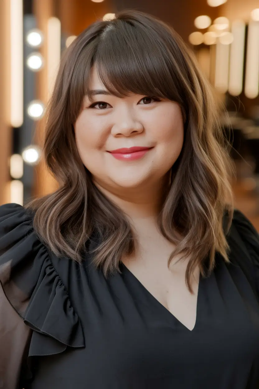 Trendy Fall 2025 Haircuts for Chubby Face Shapes Sleek and Straight with Blonde Highlights