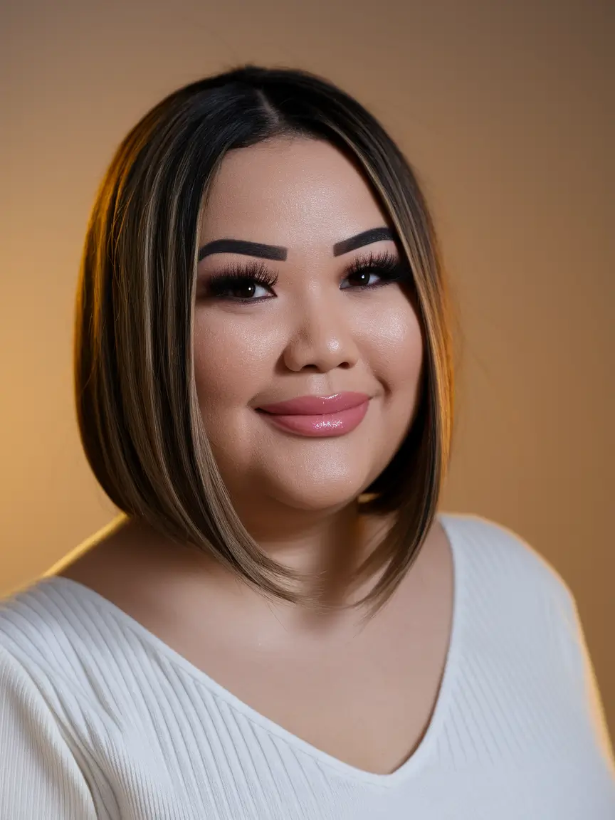 Trendy Fall 2025 Haircuts for Chubby Face Shapes Elegant Chin-Length Bob