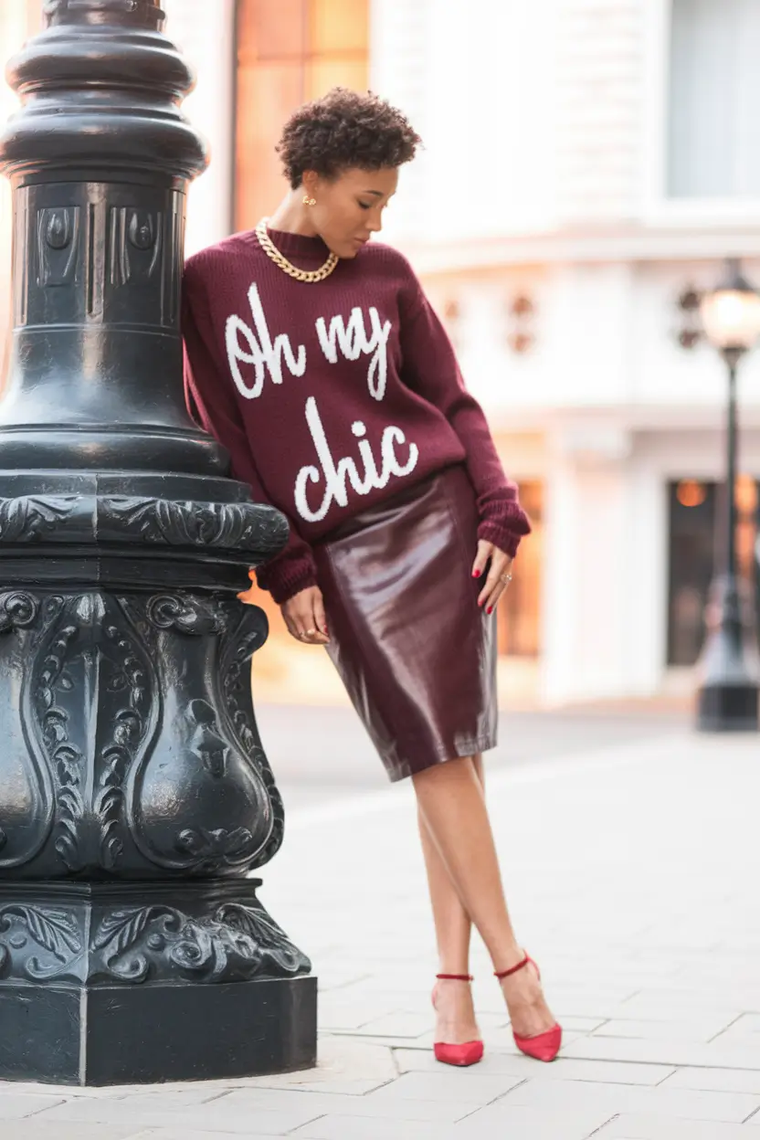 trendy fall outfits ideas 2025 Effortless Burgundy Power Look