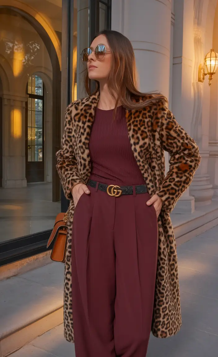 trendy fall outfits ideas 2025 Wine Tones & Wild Prints