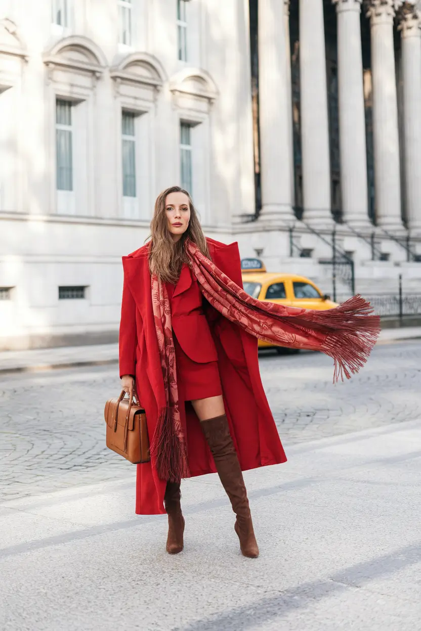 nyc fall outfits night out Monochrome Red: The Boldest Power Move