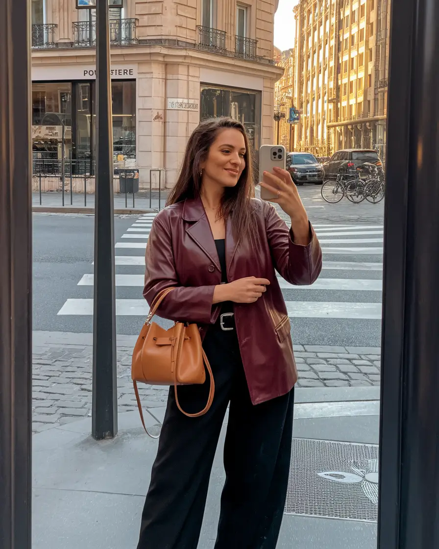 nyc fall outfits plus size Wine-Toned Layers and a Little Luxe