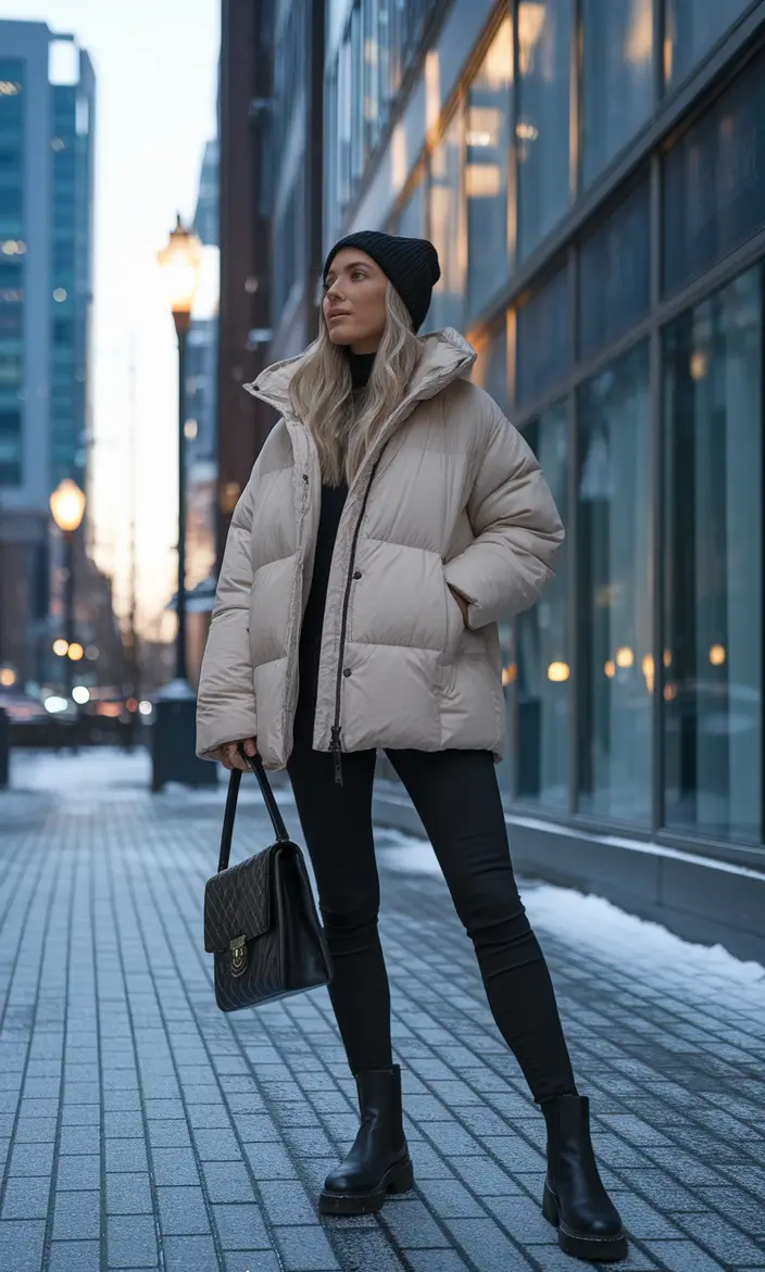 street style cold weather Downtown Cool Girl in Winter Armor