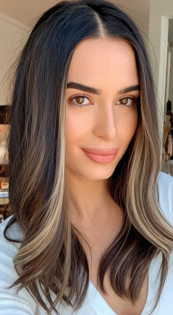 fall brown hair color with money piece Bold Money Piece on Deep Brunette Base