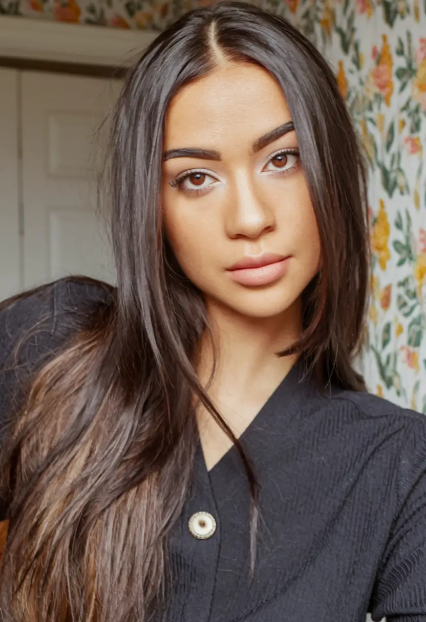 brunettes straight hair Sleek Center-Parted Brunette with Length