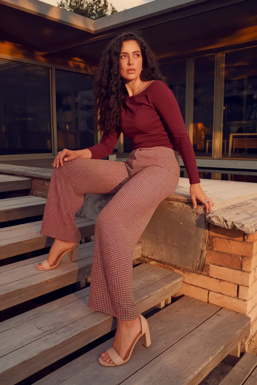 warm fall outfits ideas 2025 Wine-Toned Layers for Golden Hour