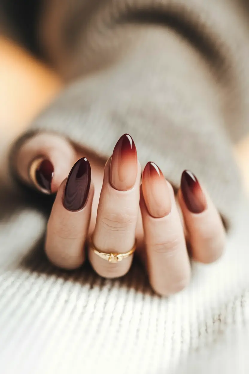 2025 Brown Fall Nails Brown Ombre Gradient