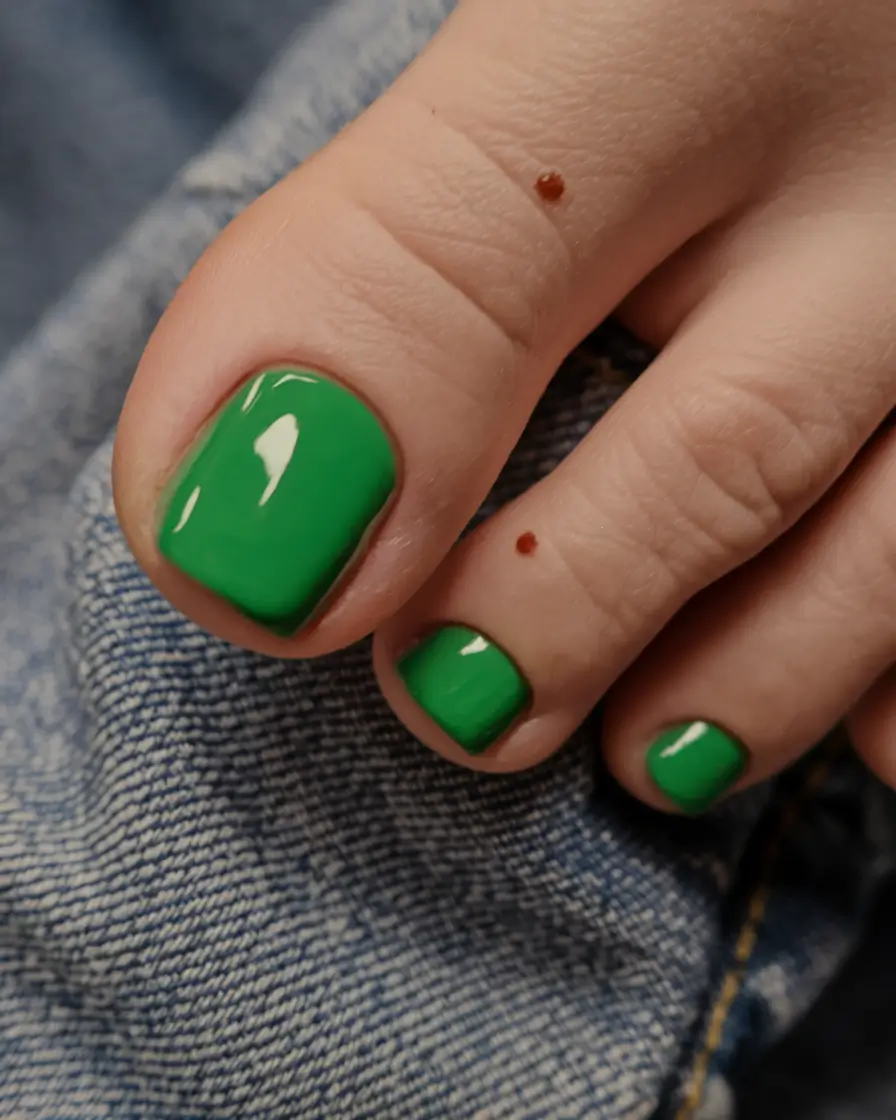 2025 Fall Toe Nail Colors Bold Green for Bright Days