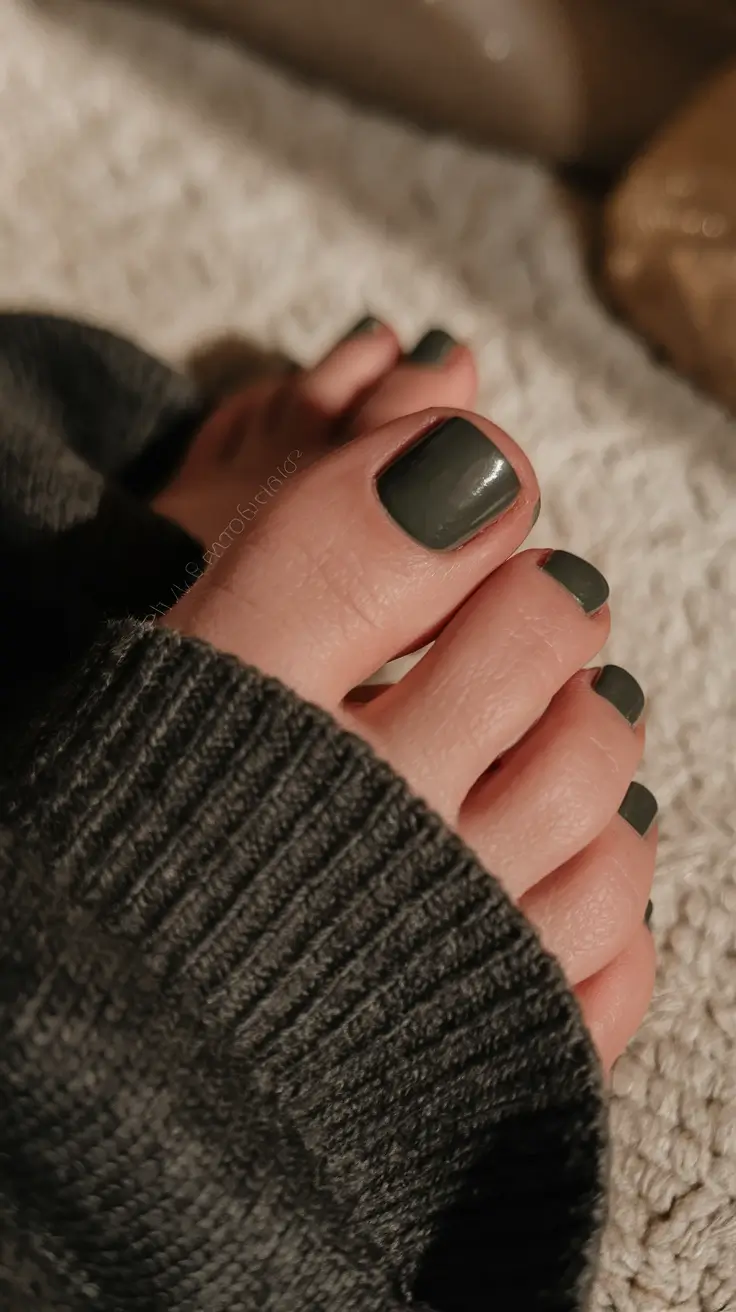 2025 Fall Toe Nail Colors Charcoal Forest Green Comfort