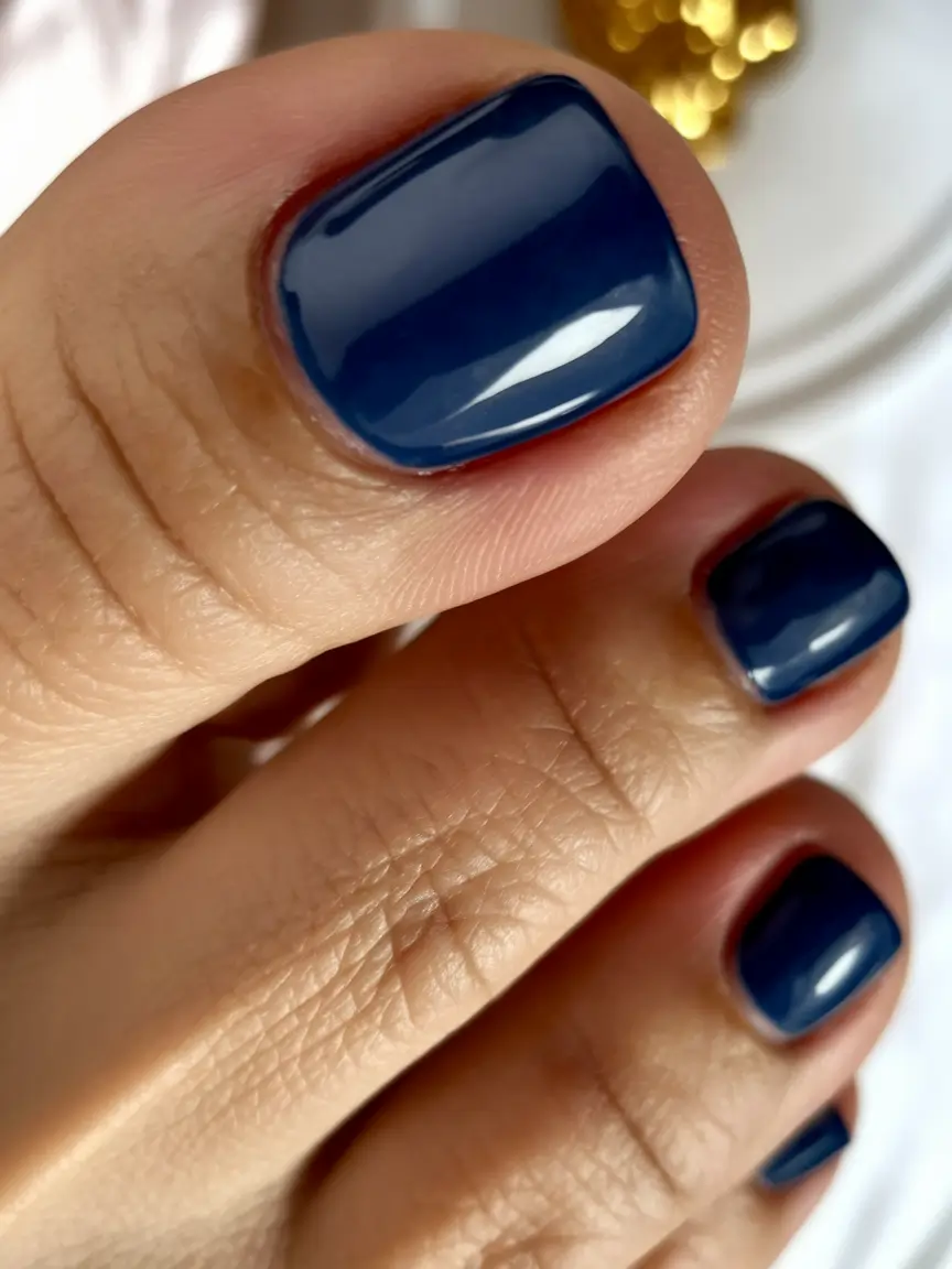 2025 Fall Toe Nail Design Ideas Midnight Blue for Moody Fall Vibes