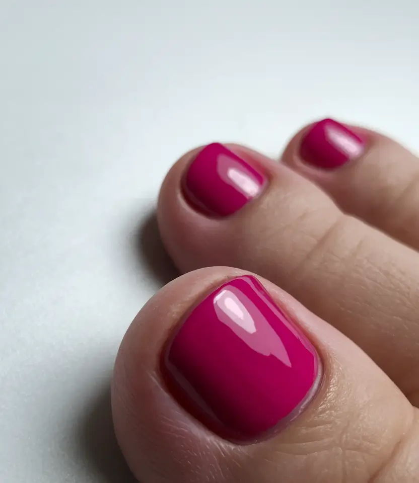 2025 Fall Toe Nail Design Ideas Magenta All Over