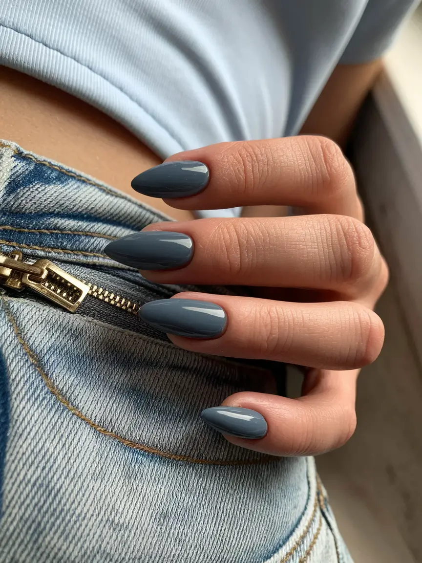 Autumn 2025 Nail Design Ideas Slate Grey Sophistication