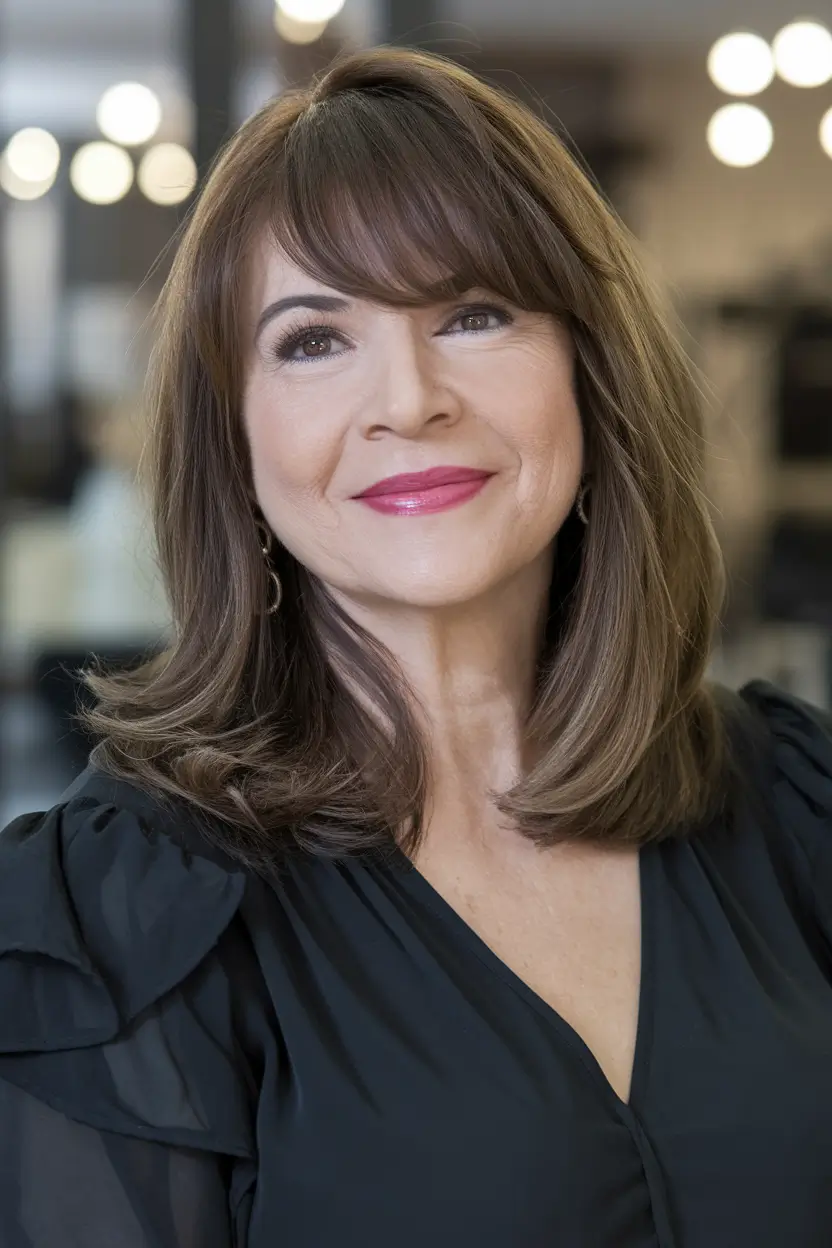 Beautiful Fall 2025 hairstyles for Women 50+ Medium Blowout