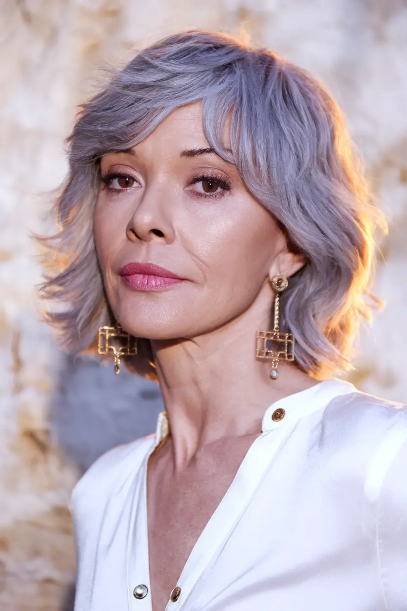 Beautiful Fall 2025 hairstyles for Women 50+ Short Wavy Shag