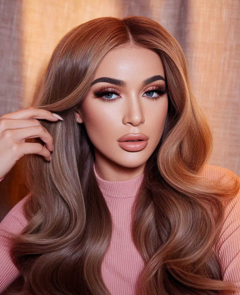Chic and Cute Hair Color Ideas for Fall 2025 Dimensional Caramel Brunette with Luxe Waves