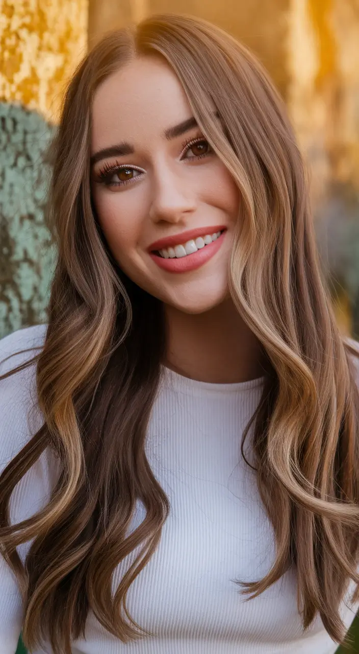Chic and Cute Hair Color Ideas for Fall 2025 Subtle Brunette with Caramel Ribbon Highlights