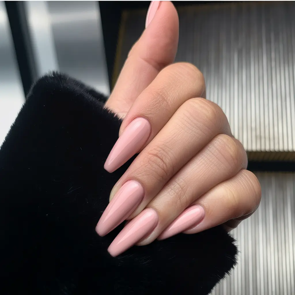 Creative Fall Coffin Nail Ideas 2025 Almond Ballet Pink Sleek