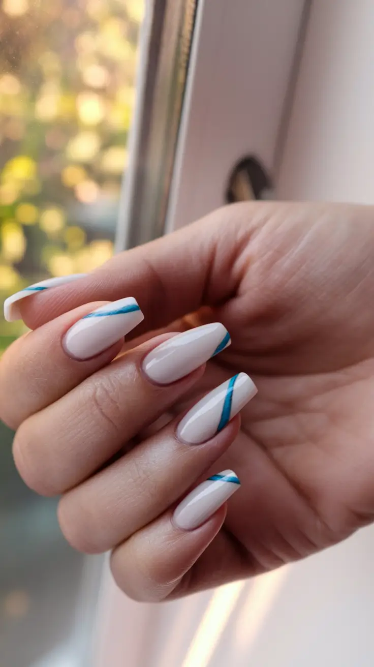 Creative Fall Coffin Nail Ideas 2025 Cool Tone Abstract French